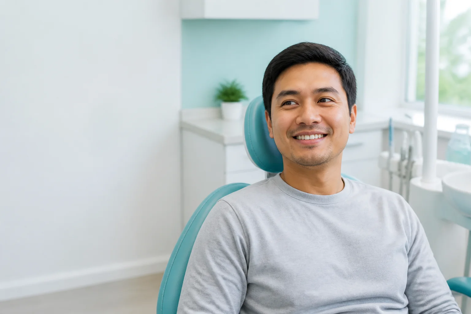 A patient relaxing in a modern dental clinic